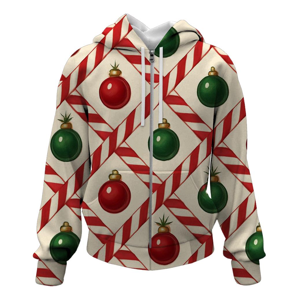 Candy Cane Ribbon Lattice On Warm Ivory Background premium hoodies