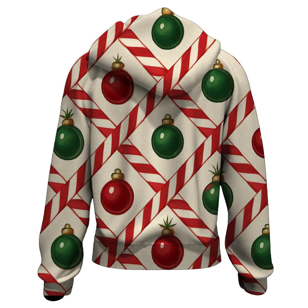 Candy Cane Ribbon Lattice On Warm Ivory Background premium hoodies