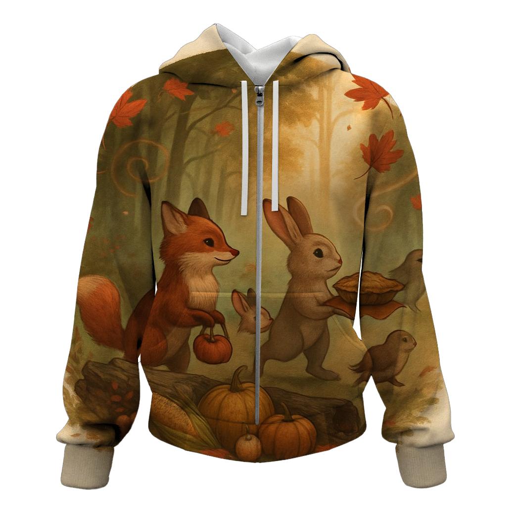 Woodland Harvest Parade At Sunset printed hoodies