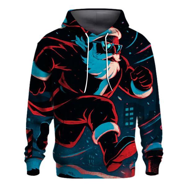 Neon Blizzard Santa On A Rooftop Run graphic hoodies