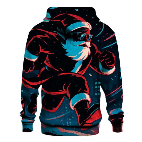 Neon Blizzard Santa On A Rooftop Run graphic hoodies
