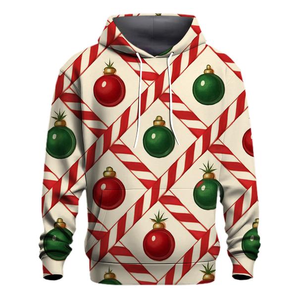 Candy Cane Ribbon Lattice On Warm Ivory Background hoodie trends