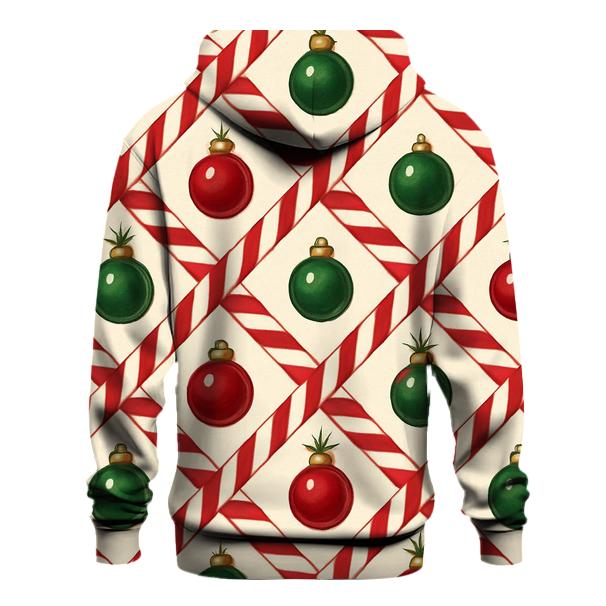 Candy Cane Ribbon Lattice On Warm Ivory Background hoodie trends