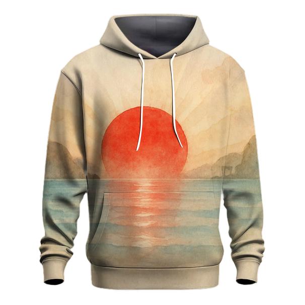 Japan Watercolor Rising Sun Bay graphic hoodies