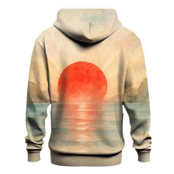 Japan Watercolor Rising Sun Bay graphic hoodies