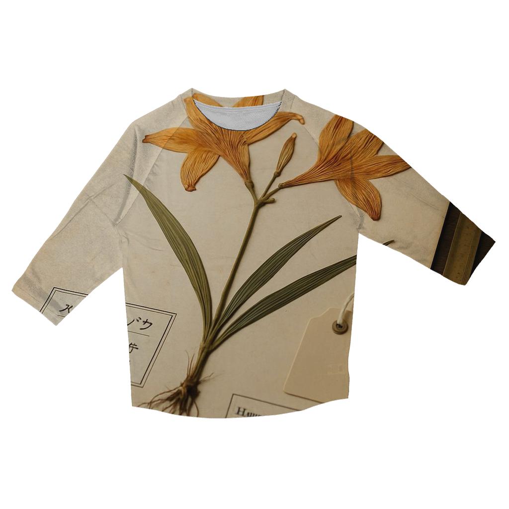 Ainu Lily Pattern Herbarium Sheet In A Hokkaido Museum Archive casual three quarter sleeve shirts