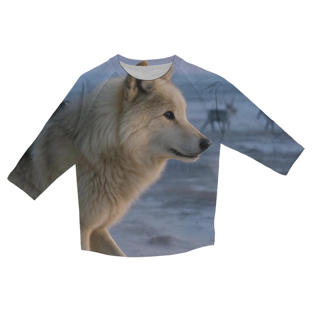 Tundra Wolf Beside A Saami Reindeer Fence At Blue Hour custom 3/4 sleeve shirts