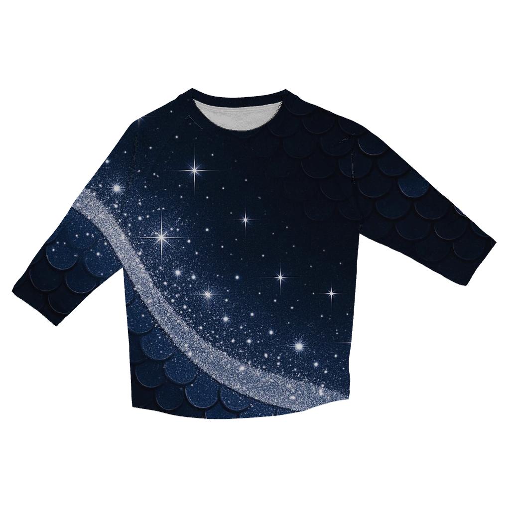 Celestial Sequin Tides casual three quarter sleeve shirts