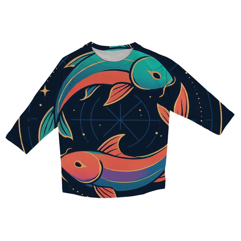 Prismatic Koi Orbit Emblem fashion 3/4 sleeve shirts