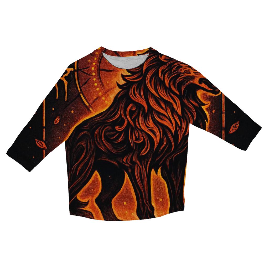 Cathedral Of The Ember Guardian Wolf casual three quarter sleeve shirts