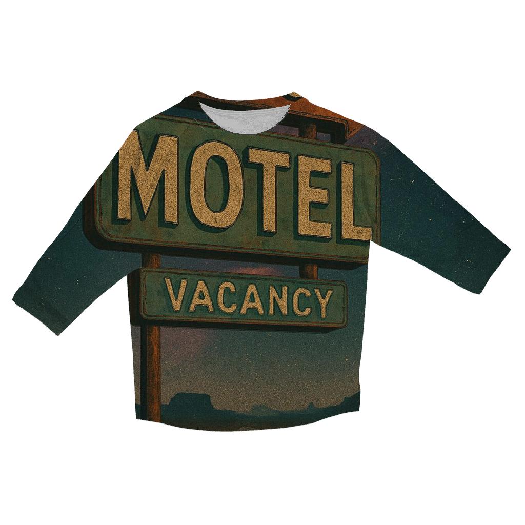 Seventies Roadside Motel Sign Under A Nebula Sky fashion 3/4 sleeve shirts