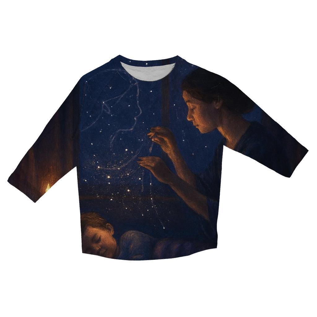 Constellation Lullaby The Map Of Her Love Written Across A Lifetime printed three quarter sleeve shirts