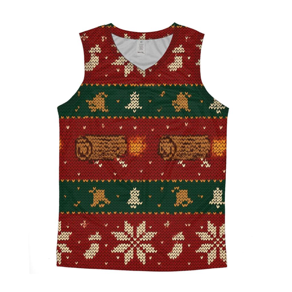 Jolly Yule Log Rocket Row Design cotton sleeveless tops