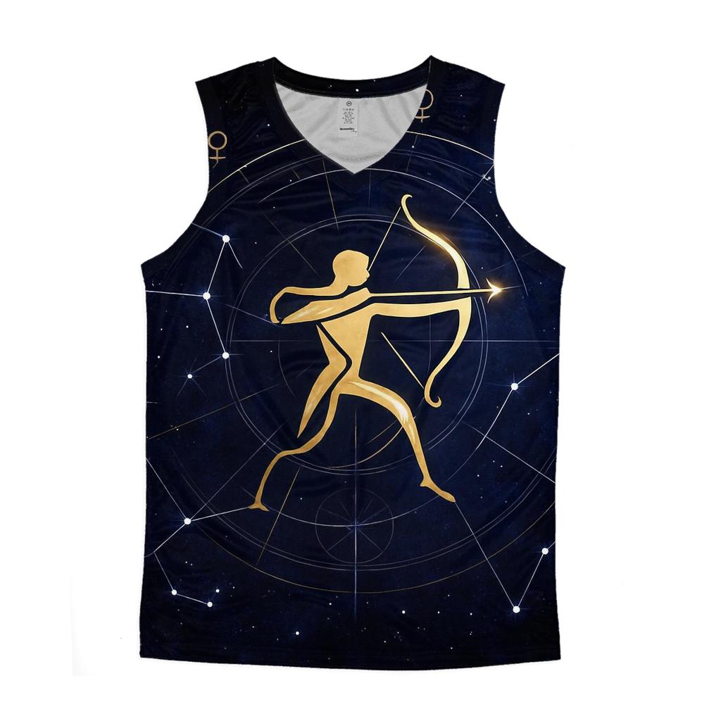 Sagittarius Galactic Archer Retrograde Compass cotton sleeveless tops