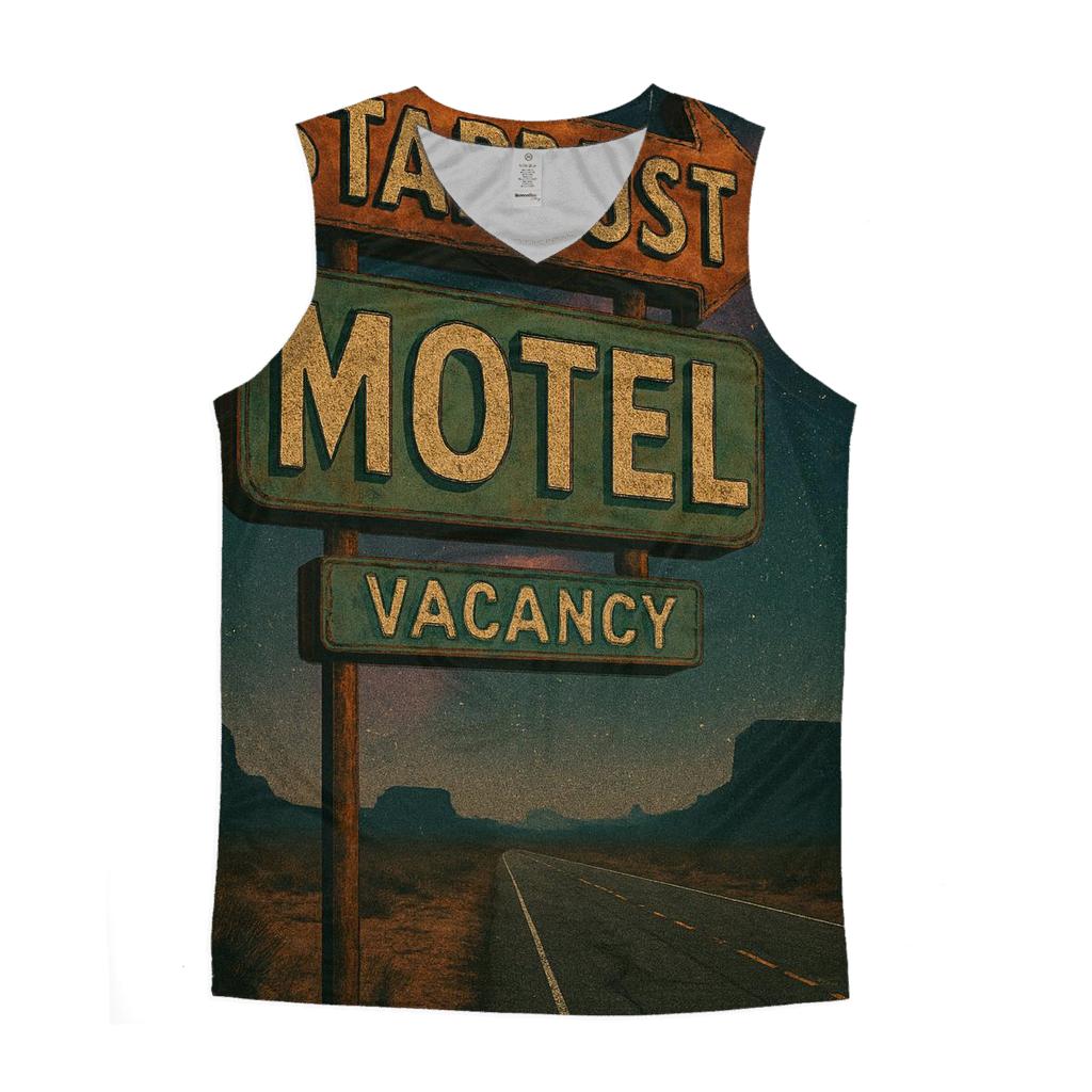 Seventies Roadside Motel Sign Under A Nebula Sky sports performance tank tops