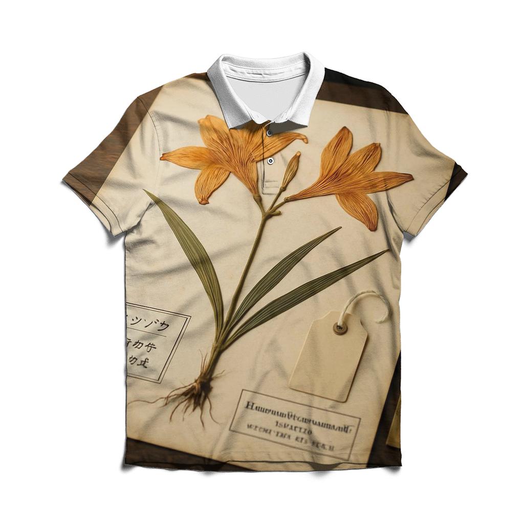 Ainu Lily Pattern Herbarium Sheet In A Hokkaido Museum Archive custom polo shirts
