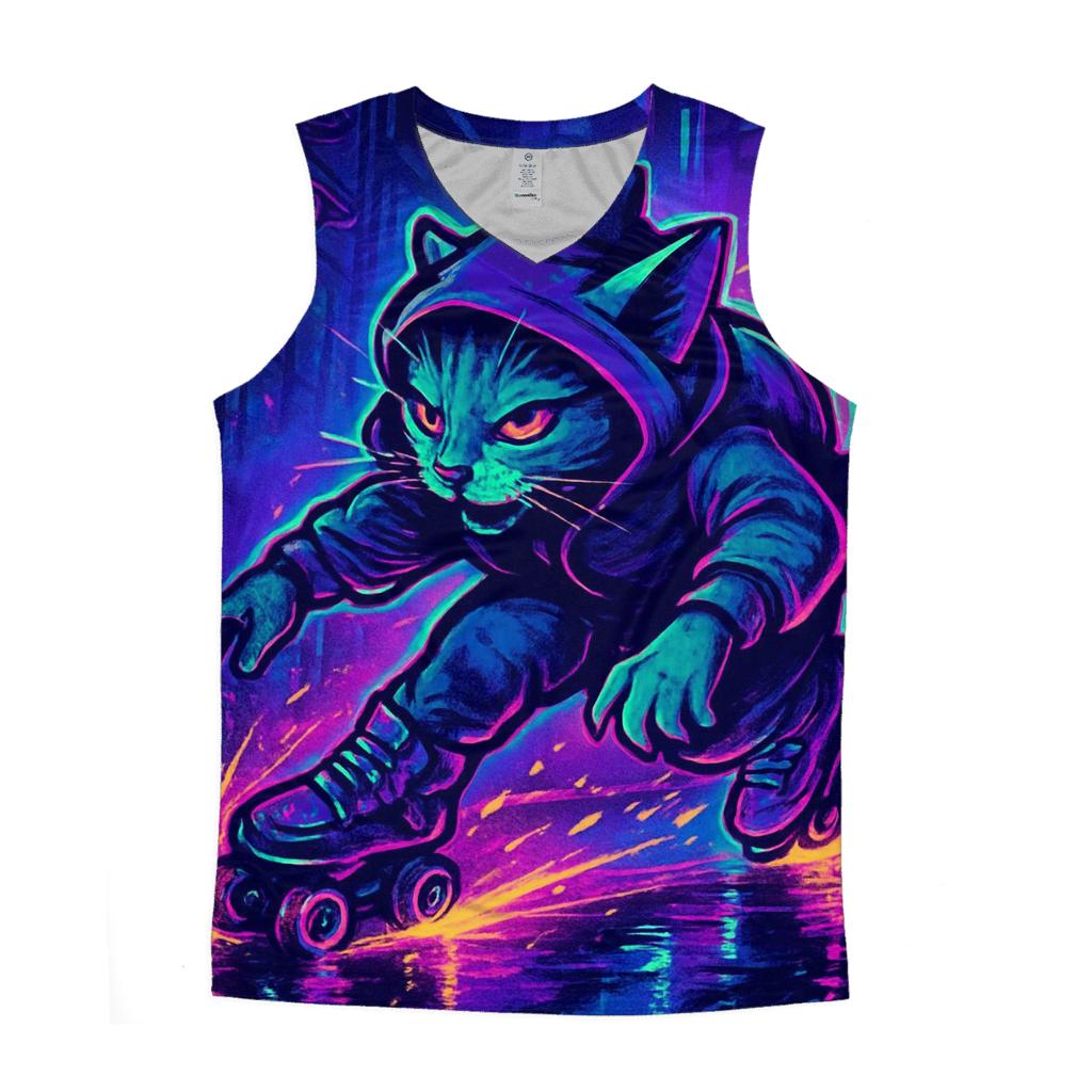 Neon Alley Roller Cat cotton sleeveless tops