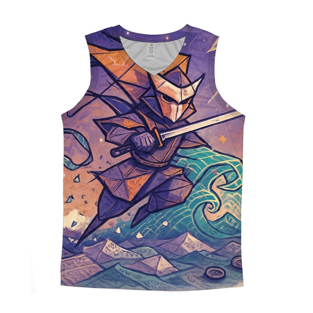 Midnight Kite Samurai Above The Paper Ocean personalized athletic tanks