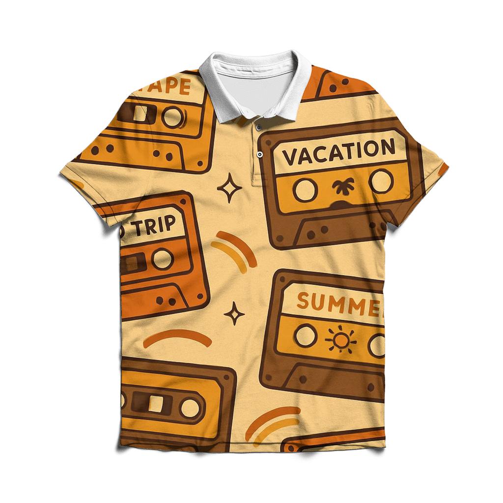 Cassette Tape Road Trip Labels classic pique polos