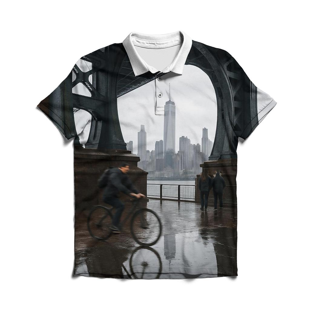 Rain Gloss Reflections From The Manhattan Bridge Archway designer slim fit polos