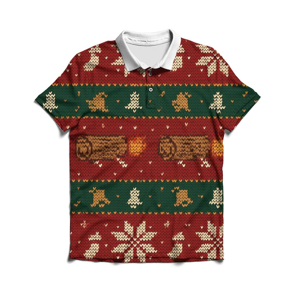 Jolly Yule Log Rocket Row Design custom polo shirts