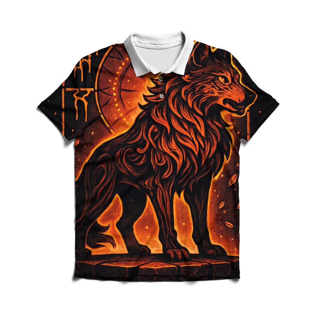 Cathedral Of The Ember Guardian Wolf branded logo polo shirts