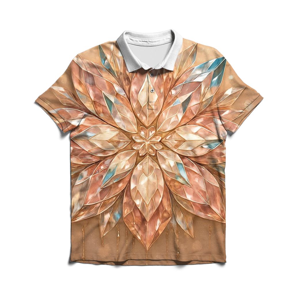 Rose Gold Prism Bloom stylish collar polo tees
