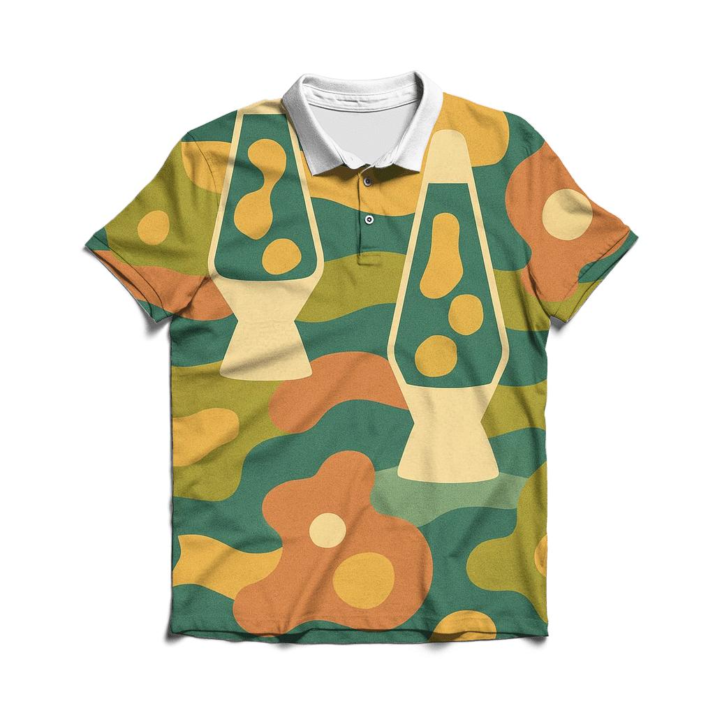 Groovy Lava Lamp Lounge Tiles embroidered polo tops