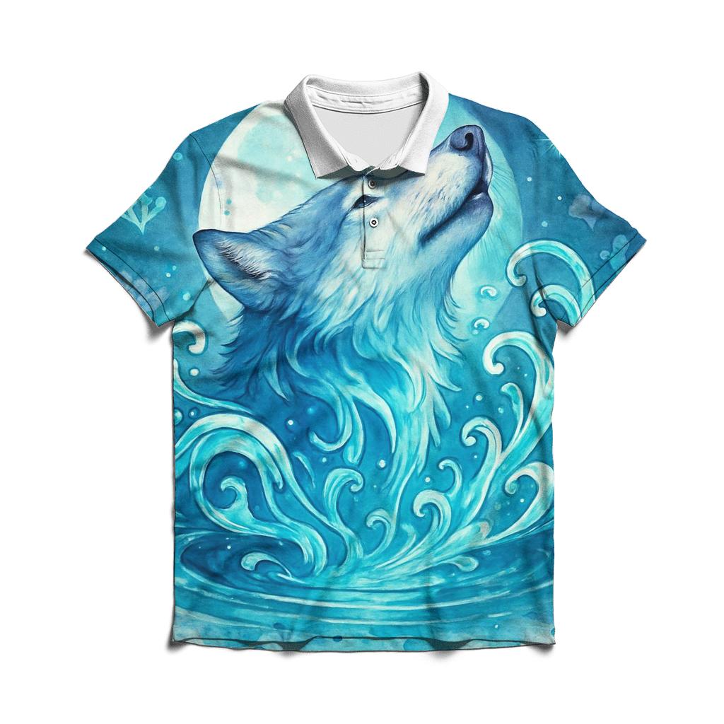 Prismatic Tidewolf In The Moonpool Rift casual sports polo shirts