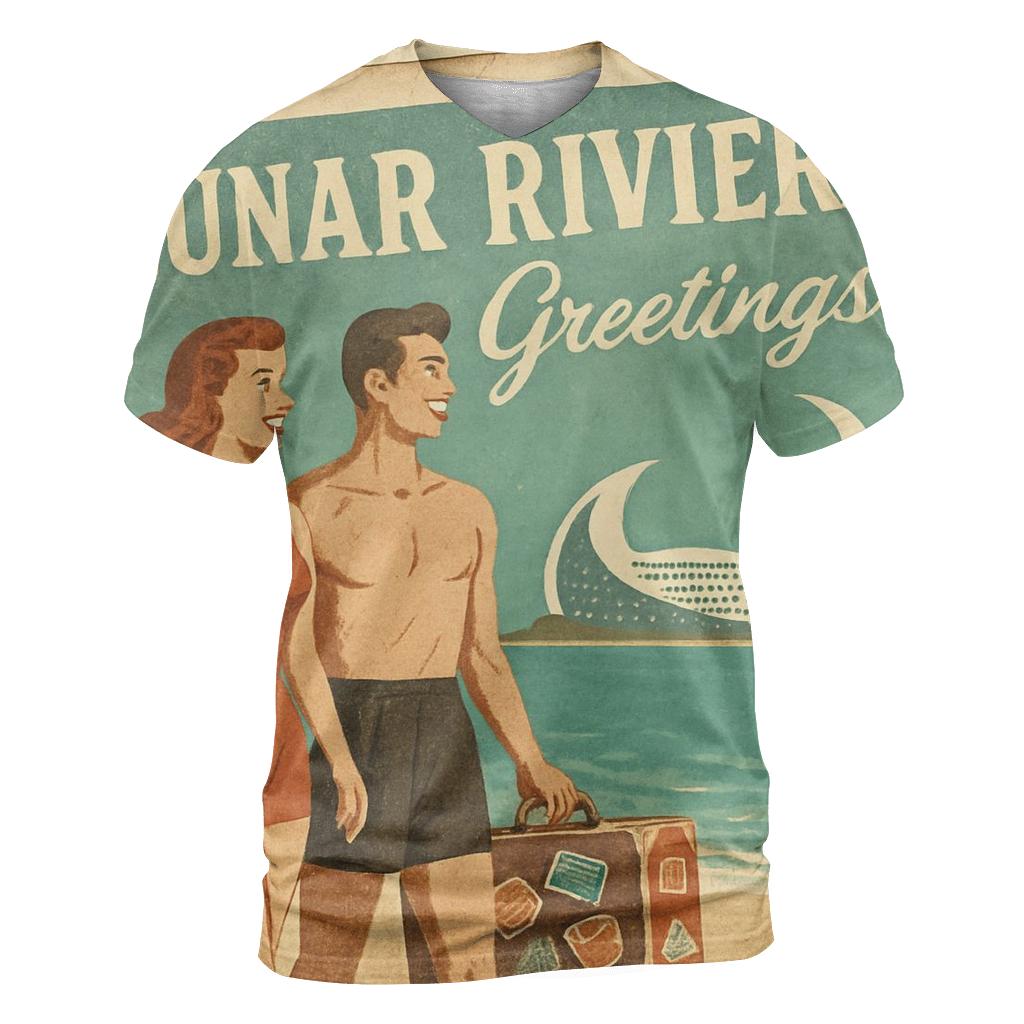 Weathered Space Age Postcard From Lunar Riviera custom all-over print shirts