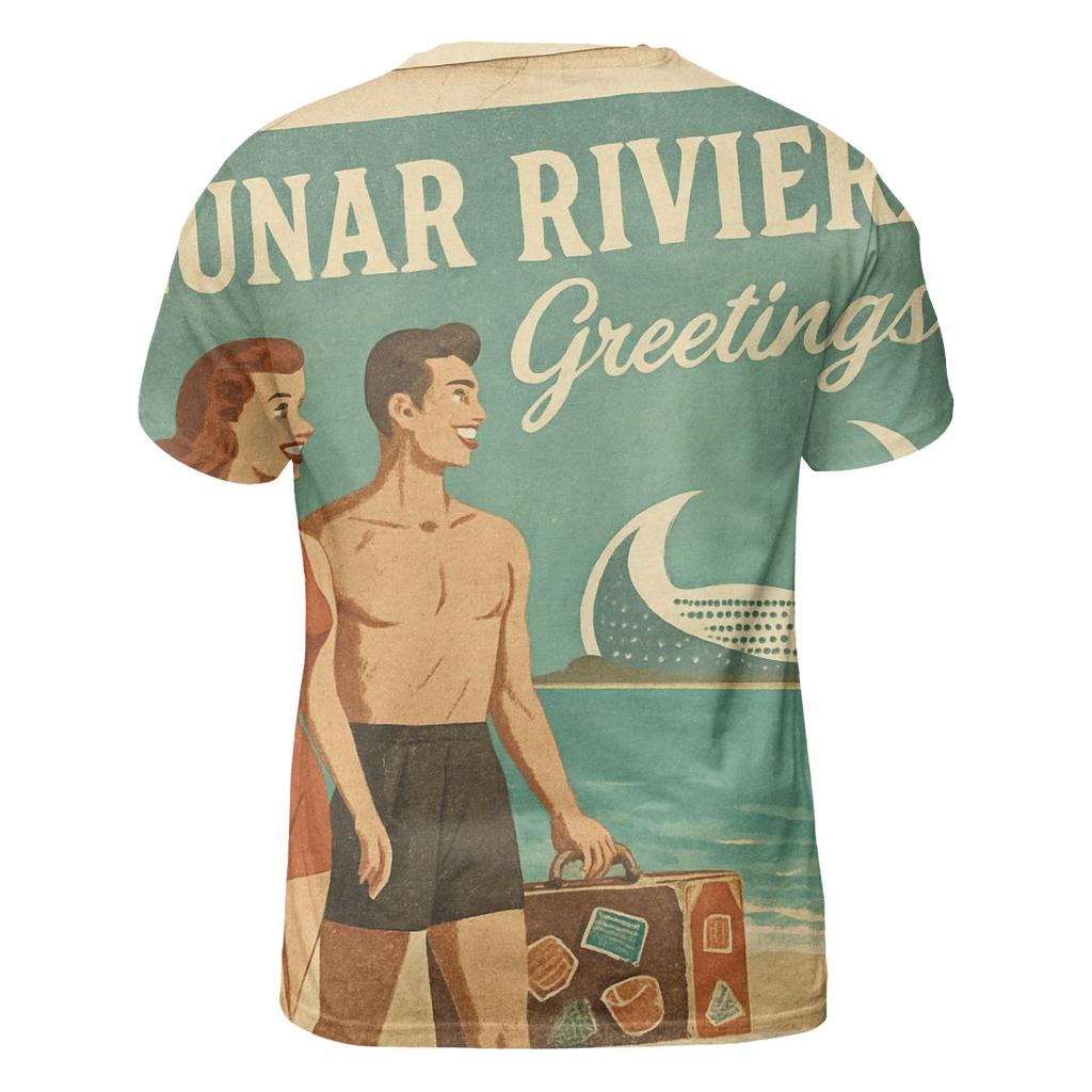 Weathered Space Age Postcard From Lunar Riviera custom all-over print shirts