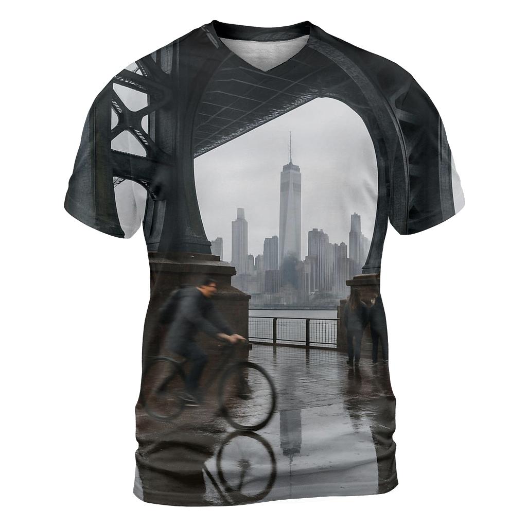 Rain Gloss Reflections From The Manhattan Bridge Archway artistic all-over print tops