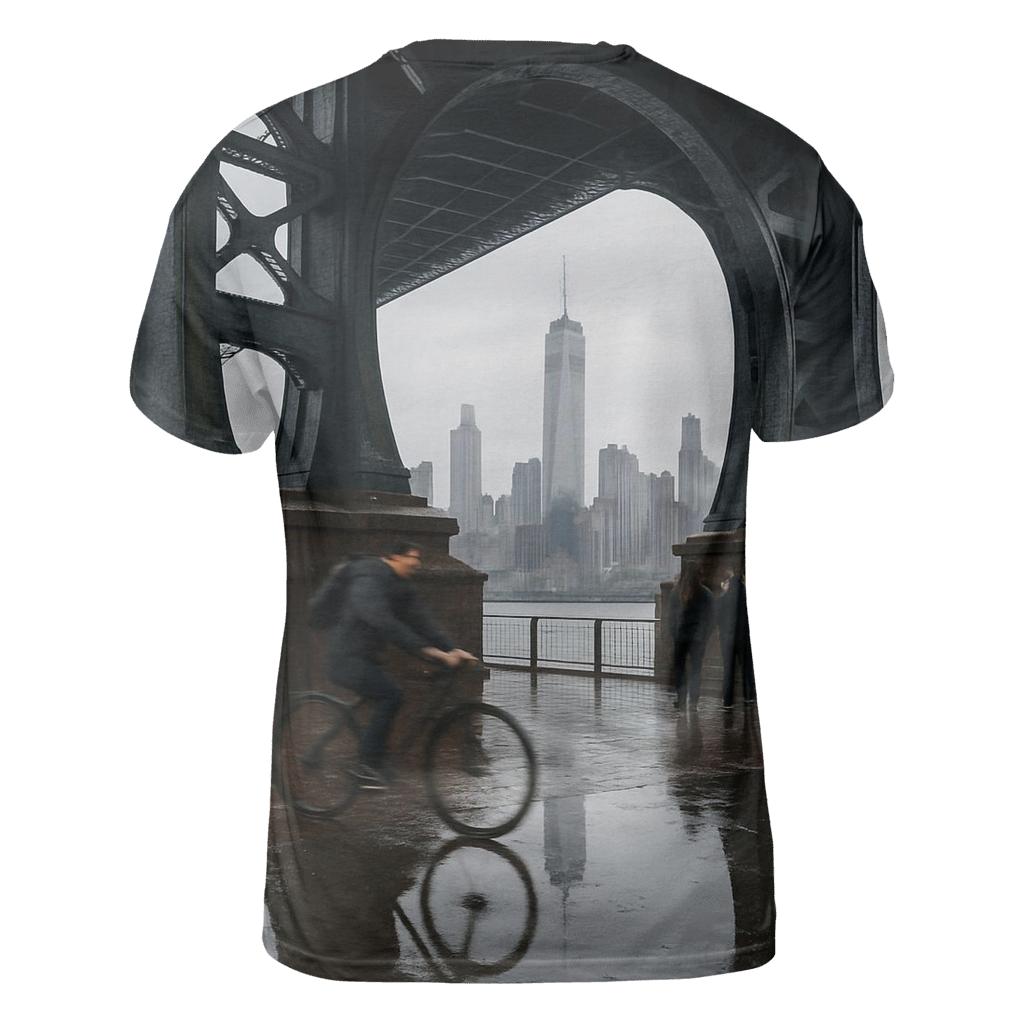 Rain Gloss Reflections From The Manhattan Bridge Archway artistic all-over print tops