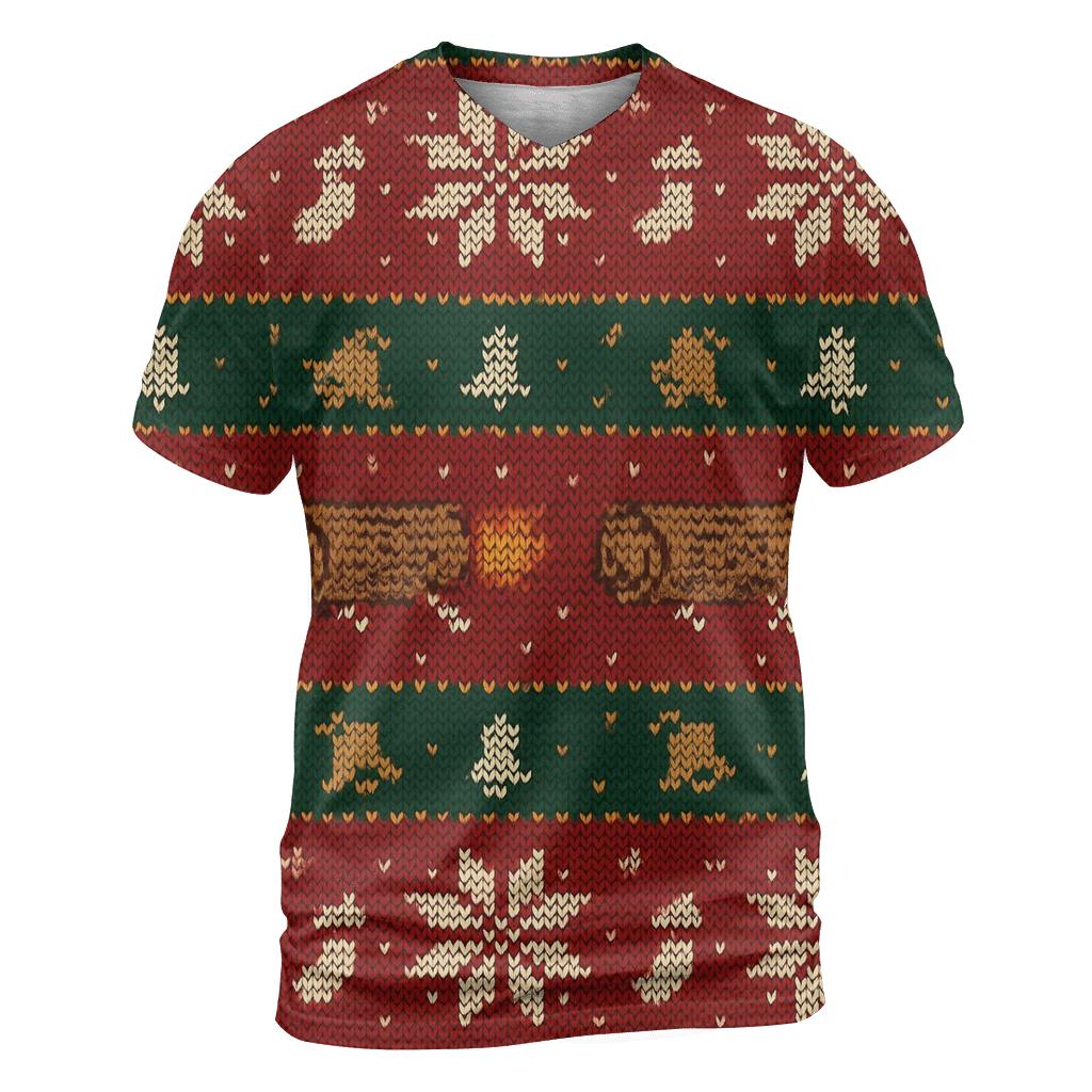 Jolly Yule Log Rocket Row Design statement graphic shirts