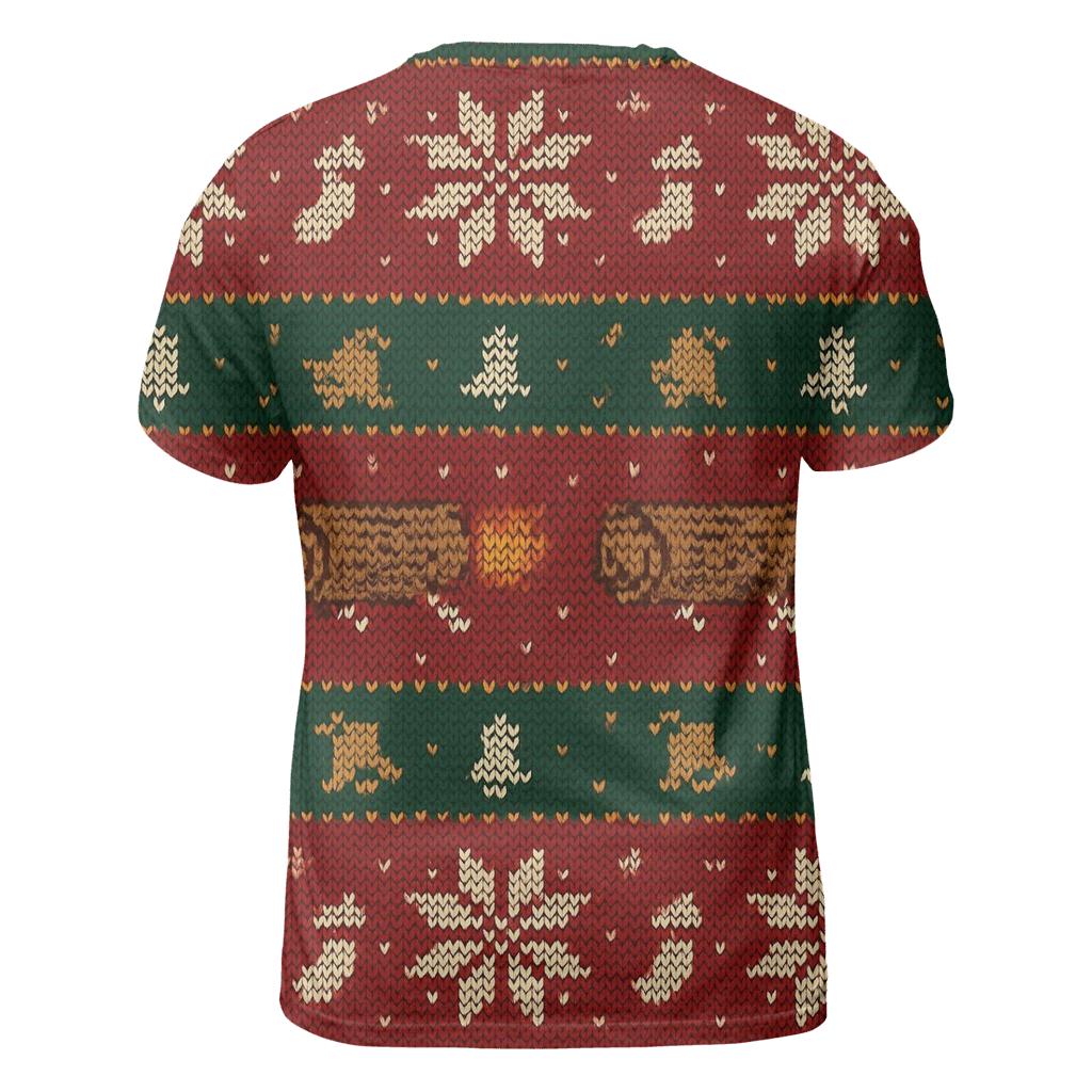 Jolly Yule Log Rocket Row Design statement graphic shirts