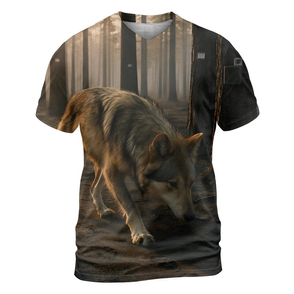 Mexican Gray Wolf Tracking In A Post Wildfire Research Plot unique graphic print tees