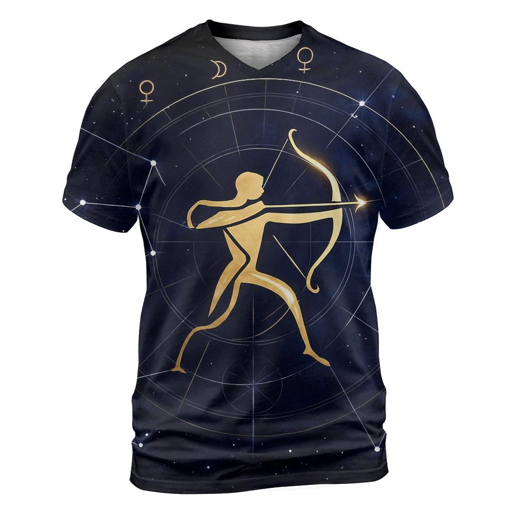 Sagittarius Galactic Archer Retrograde Compass artistic all-over print tops