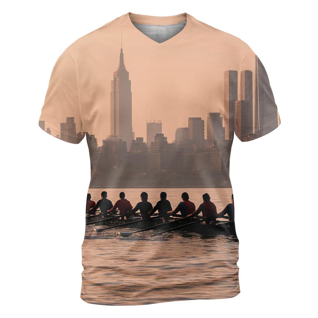 Dawn Crew On The Hudson With Midtown Silhouettes unique graphic print tees