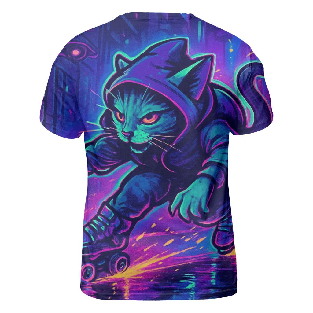 Neon Alley Roller Cat statement graphic shirts