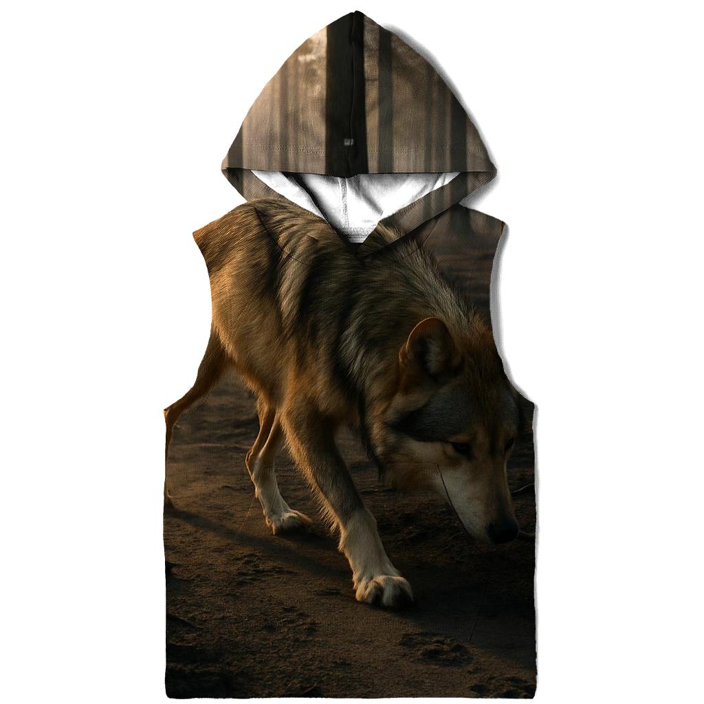 Mexican Gray Wolf Tracking In A Post Wildfire Research Plot zip-up hoodies