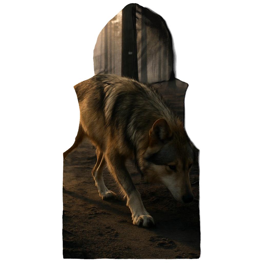 Mexican Gray Wolf Tracking In A Post Wildfire Research Plot zip-up hoodies