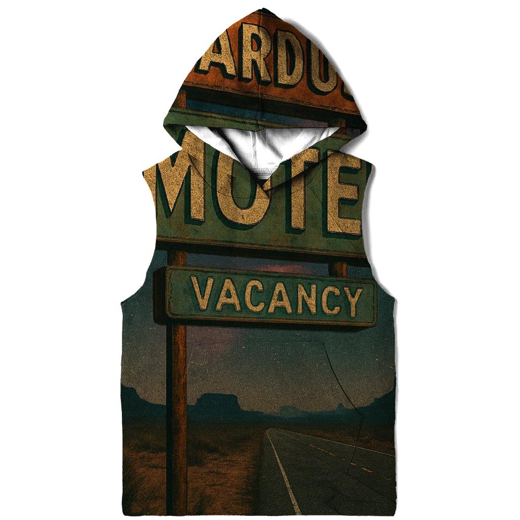 Seventies Roadside Motel Sign Under A Nebula Sky premium hoodies