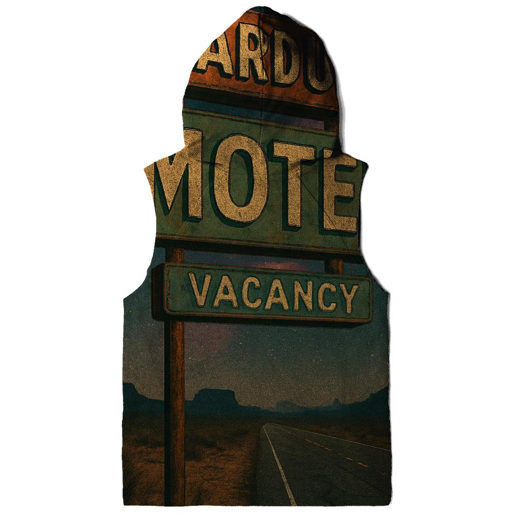 Seventies Roadside Motel Sign Under A Nebula Sky premium hoodies