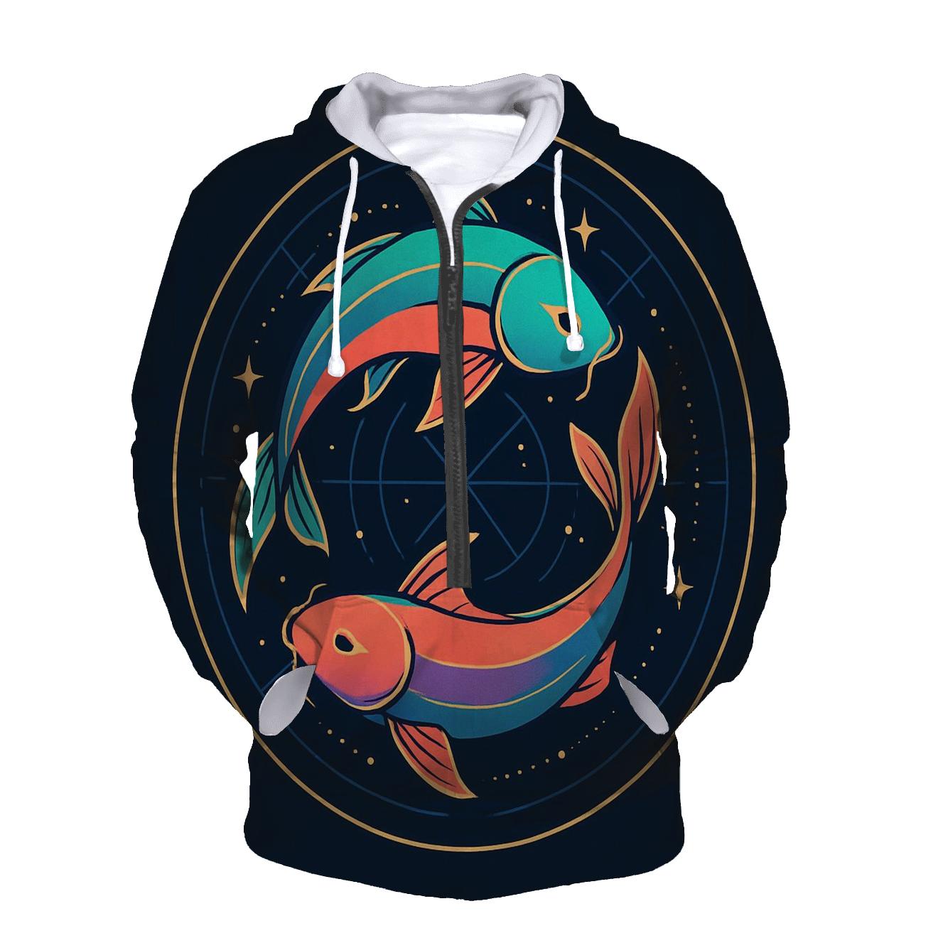 Prismatic Koi Orbit Emblem lightweight hoodies