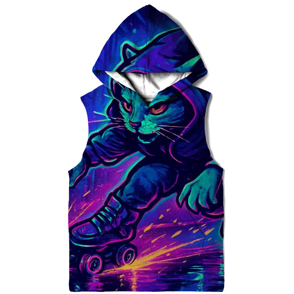 Neon Alley Roller Cat zip-up hoodies