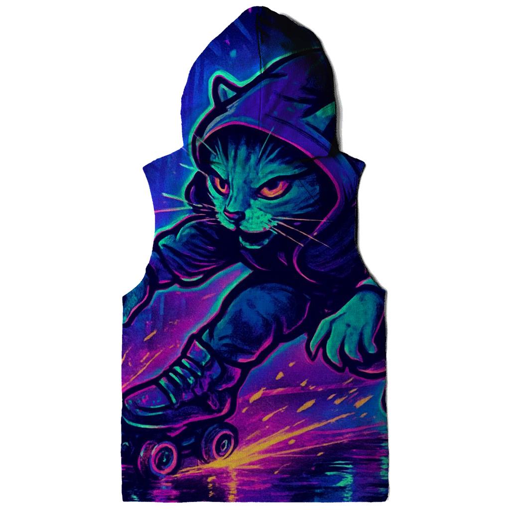 Neon Alley Roller Cat zip-up hoodies