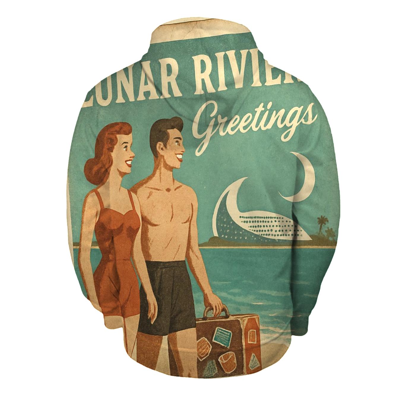 Weathered Space Age Postcard From Lunar Riviera custom hoodies