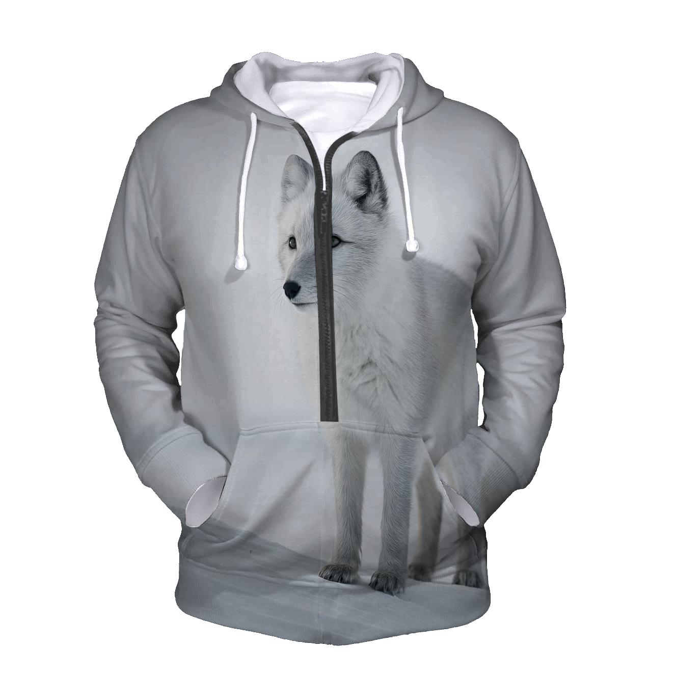 Frostline Sentinel Arctic Fox designer hoodies