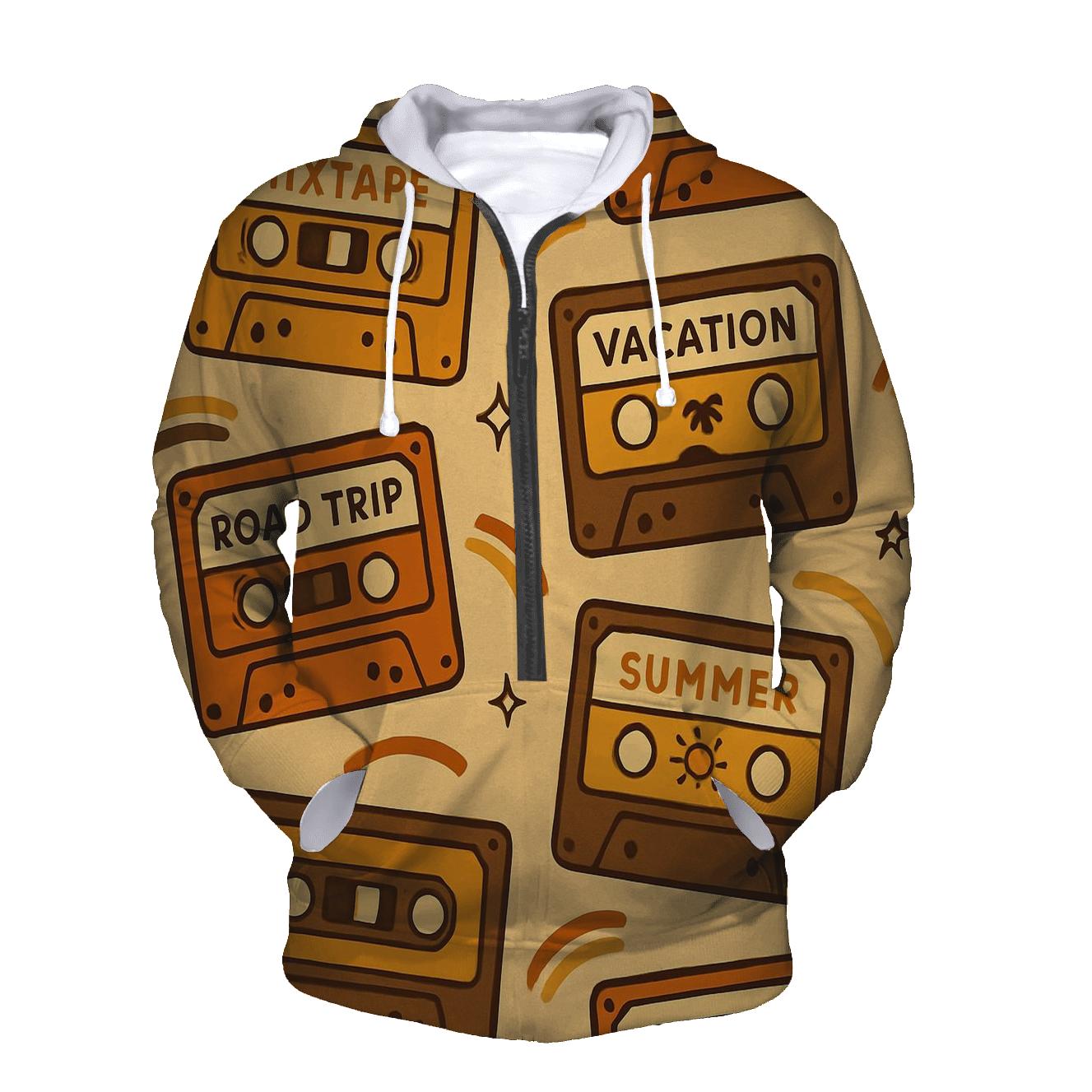 Cassette Tape Road Trip Labels printed hoodies