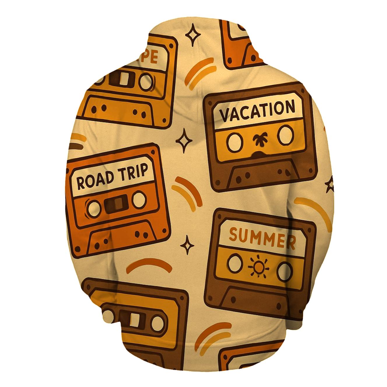 Cassette Tape Road Trip Labels printed hoodies